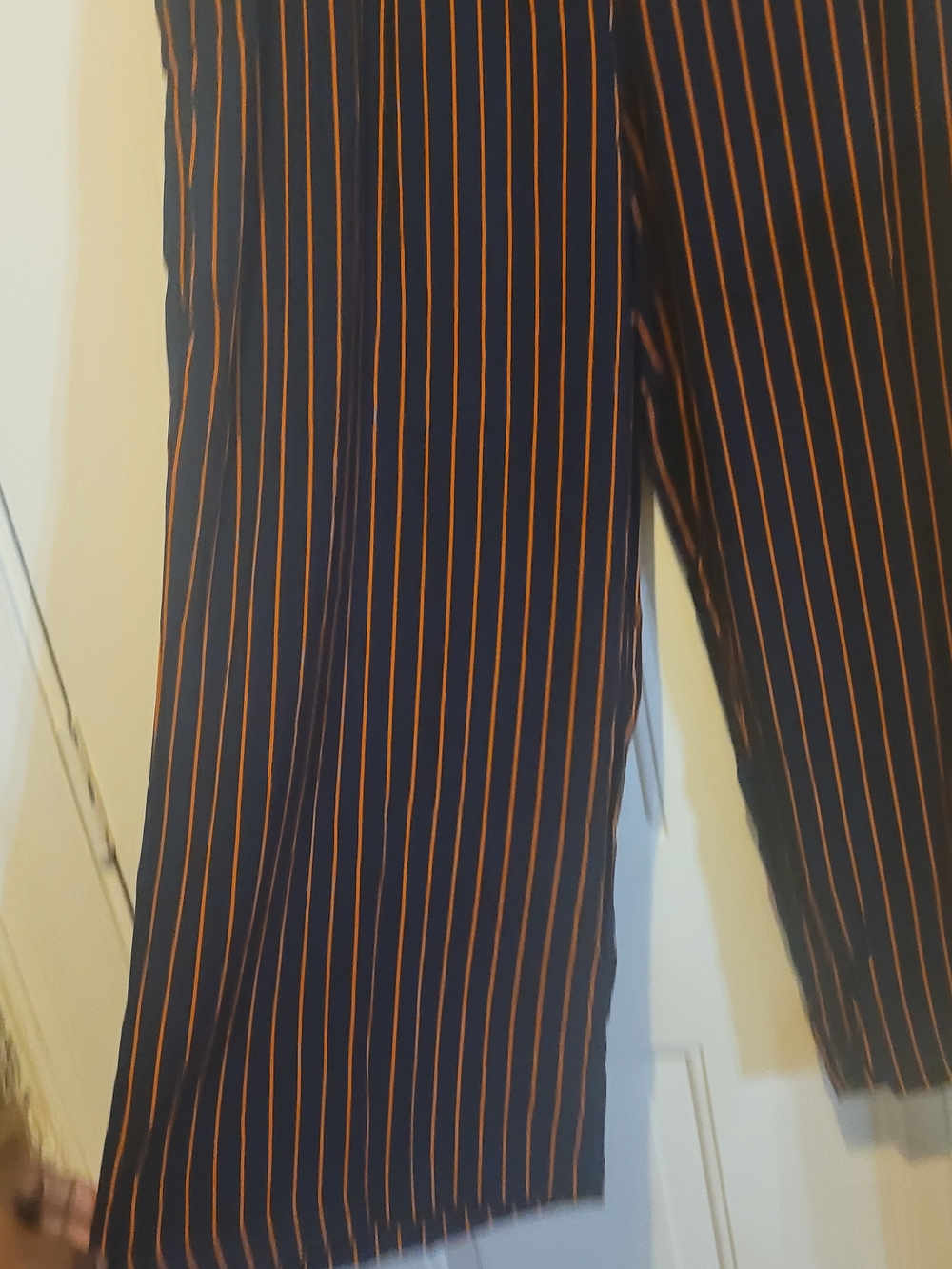 Forever 21 Black Wide-Leg Pants with Orange Pinstripes